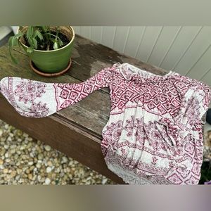 Free People Paisley Oversized Long Sleeve Shirt